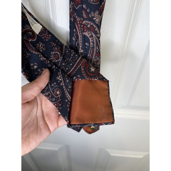 Vintage Fabio Caviglia Navy & Red Paisley 100% Silk Tie - Picture 5 of 5